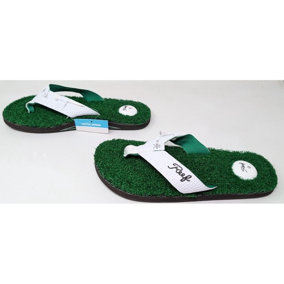 Reef Mulligan Ii Golf Flip‎ Flops Sandals Turf Grass Bottle Opener Mens Size 9 - Picture 1 of 8